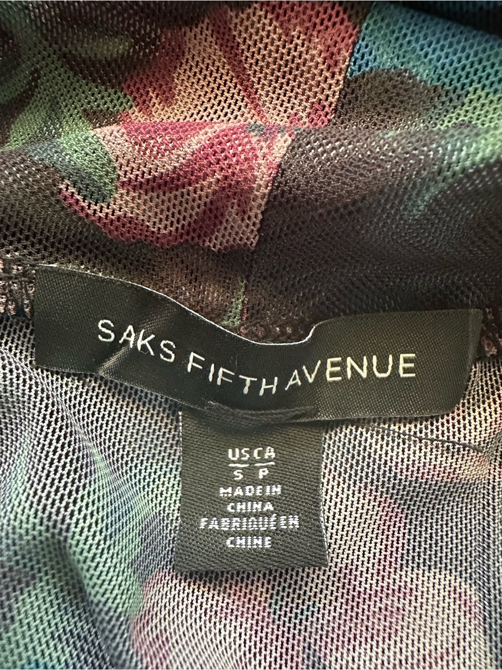 Saks Fifth Avenue Long Sleeve Floral Top Sheer Mesh 90s Size S Office Career Lux - Picture 3 of 7